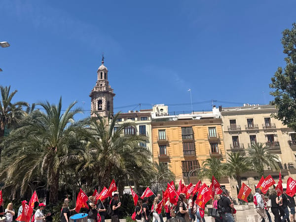 Red flag demonstration marches through central València, Spain