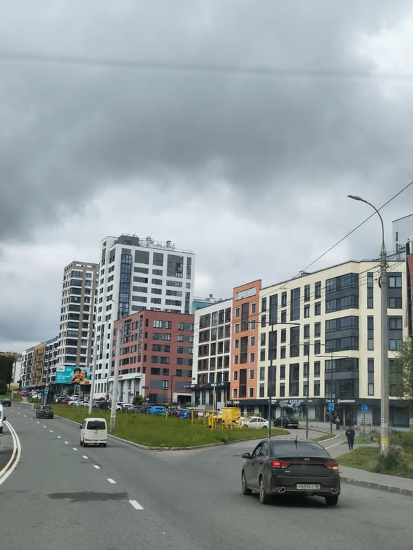 Morning car journey documented through Izhevsk streets