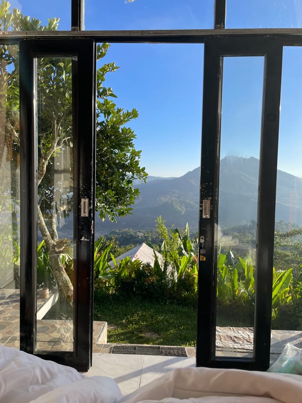 Hotel room morning views in Kintamani Indonesia