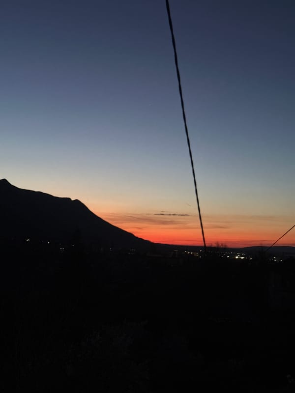 Sunset observed over mountains near Vratsa, Bulgaria