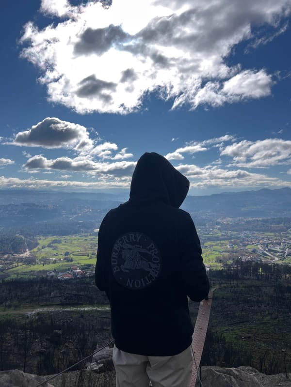 Young men take selfies at Portuguese mountain overlooks
