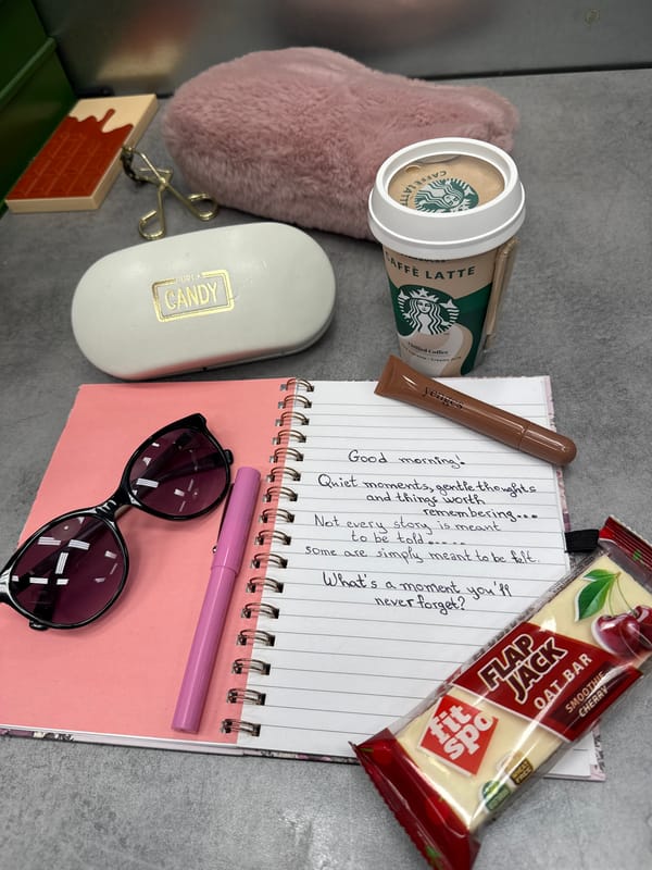 Morning ritual flat lay with coffee and affirmations in Sofia