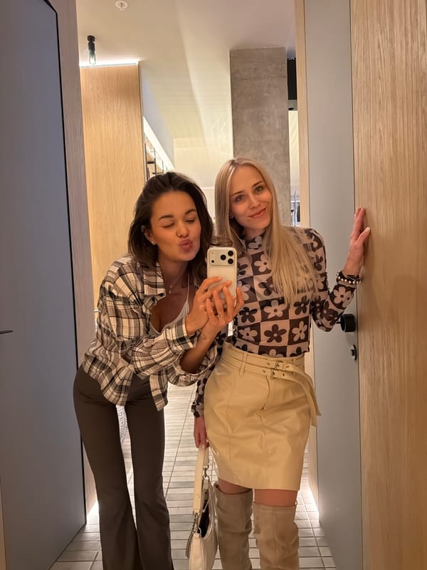 Two women take selfie in Krasnoyarsk dressing room