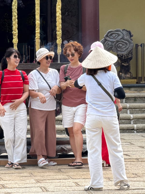 Exploring a Da Lat Buddhist temple and its flower-filled grounds