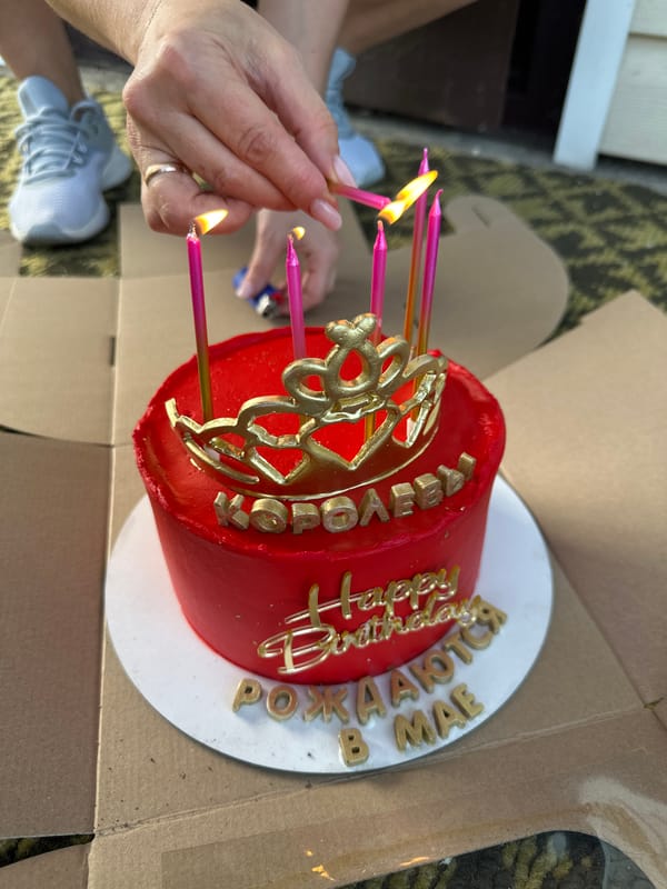 Birthday celebration moves from cake lighting to vehicle departure