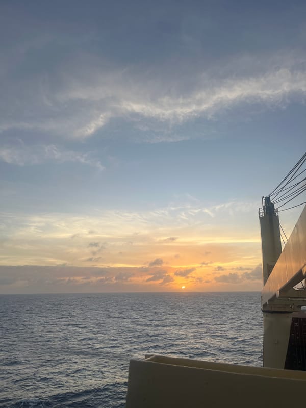 Sunset over ocean documented from vessel April 9