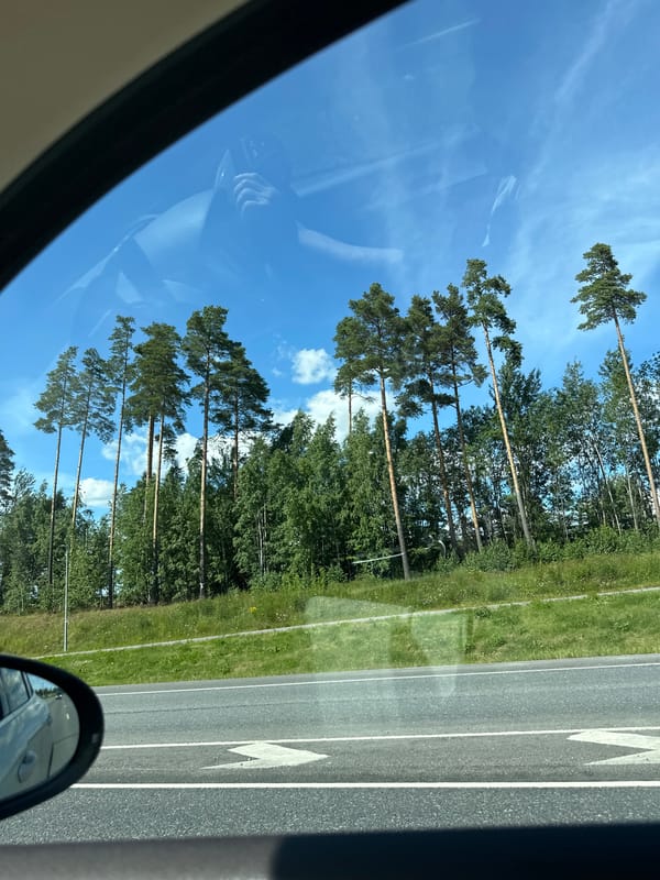 Finnish highway drive with a mall and restaurant stop