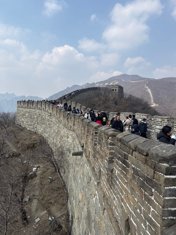 Tourists visit Great Wall's Mutianyu section under cloudy skies