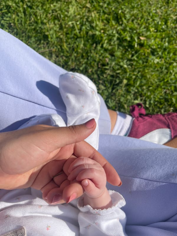 Adult and baby enjoy peaceful sunny afternoon in Maidstone