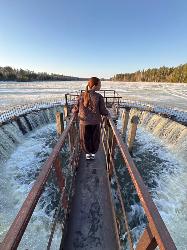 Spring riverside recreation captured at Russian dam site