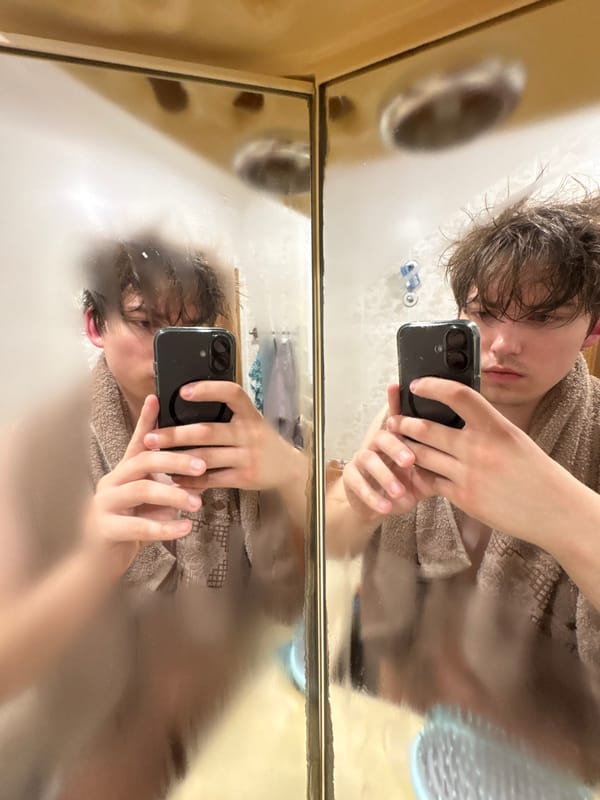 Post-shower bathroom selfie session in Dnipro, Ukraine