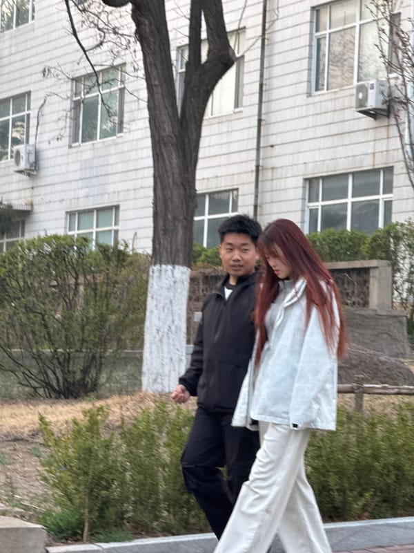 Couple poses near blooming tree in Zhongtun, China