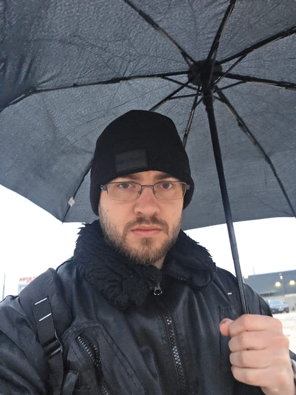 Person with umbrella spotted in Plovdiv early morning