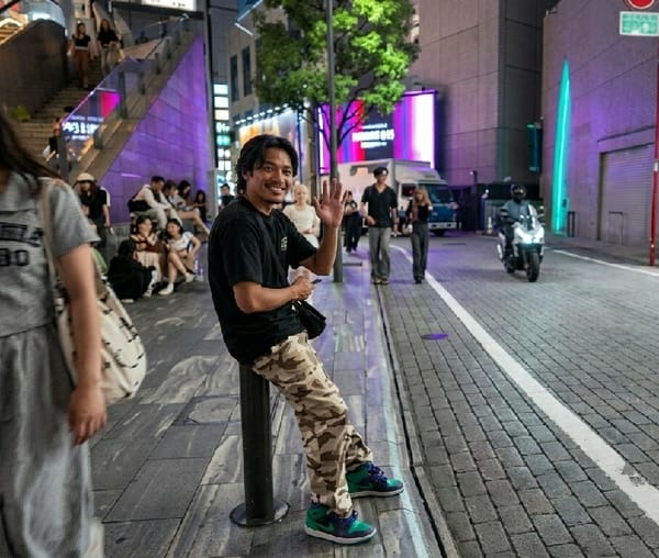 Evening street scenes documented in Tokyo's Shibuya district