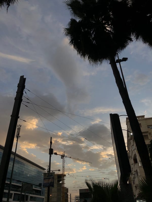Sunset observed over Casablanca cityscape on April 6