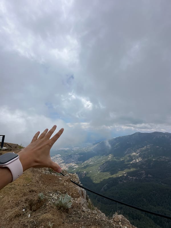 Fethiye cable car and summit views on a cloudy morning