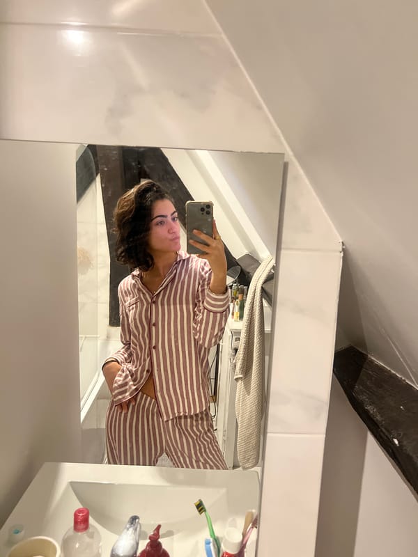 Late night bathroom selfie captured in Paris residence