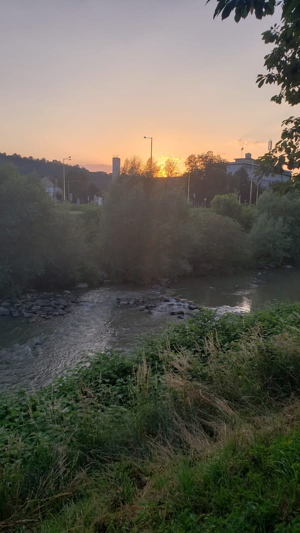 Sunset stroll along the Torysa River in Prešov