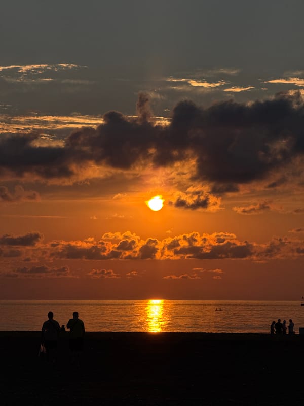 Sunset over Batumi's Black Sea shore and Botanical Garden