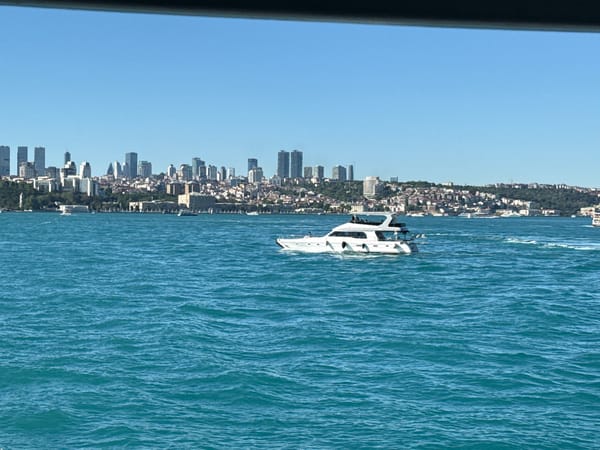 Yachts spotted on Bosporus near Beşiktaş district, Istanbul