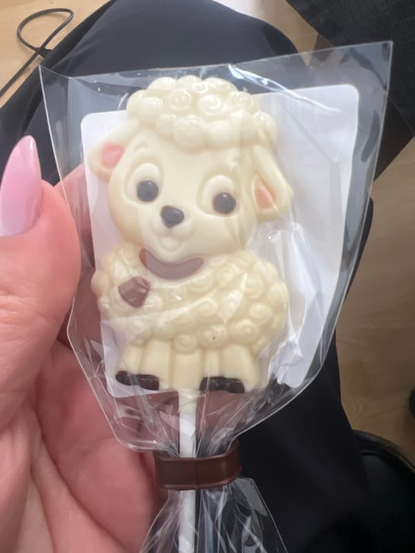 Sheep-shaped chocolate lollipop spotted in Vienna