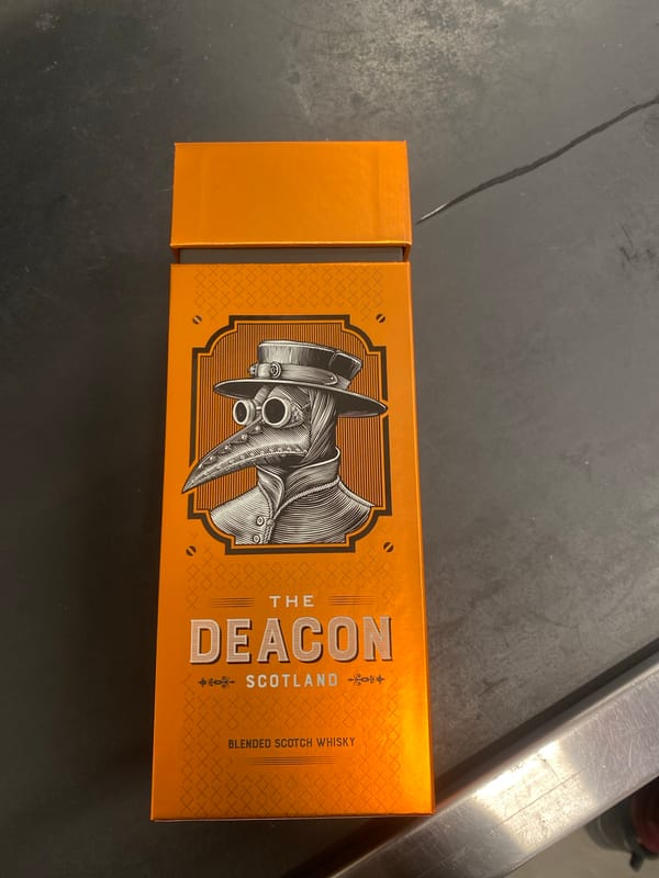 Scotch whisky box with plague doctor design spotted in Varna