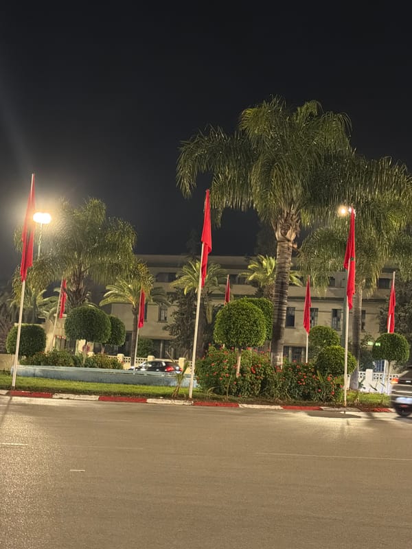 Evening street scene captured in Meknes, Morocco