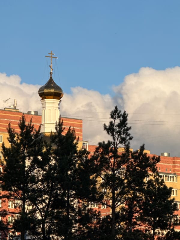 Tobolsk skyline captured showing Orthodox church and mixed architecture