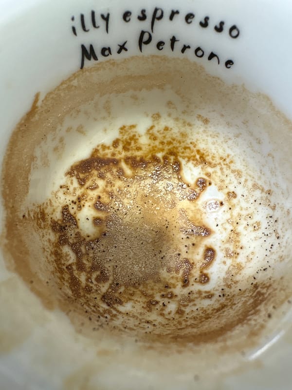 Espresso remnants captured in ceramic cup, Kazanlak Bulgaria