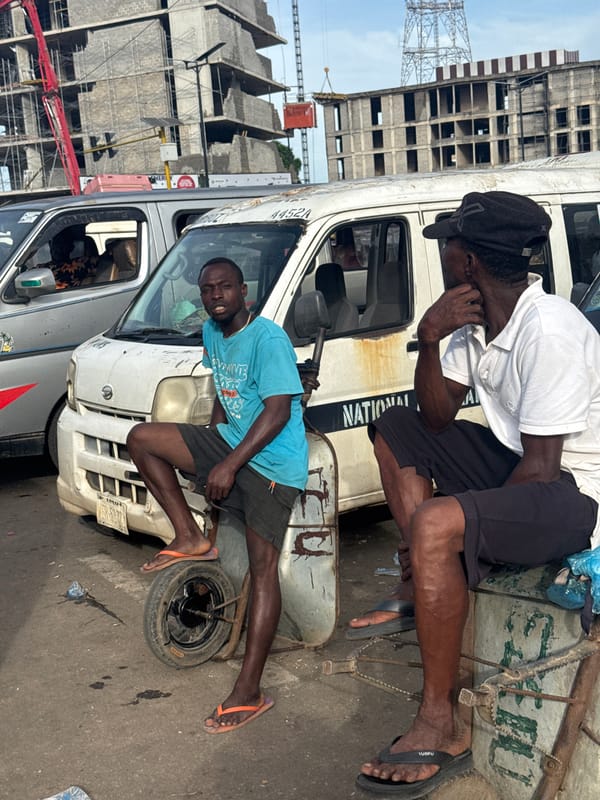 Construction site street activity in Owerri, Nigeria