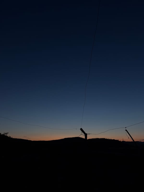 Evening documentation captures twilight, moon, dog in Sant Martí Sarroca