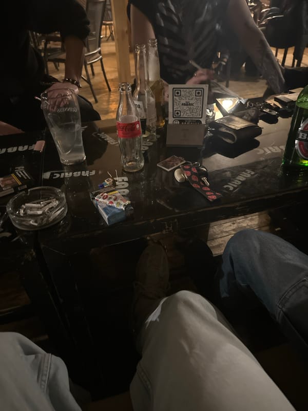 Evening bar scene documented in Plovdiv, Bulgaria