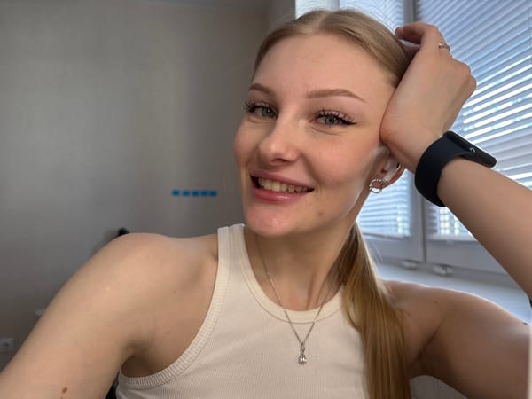 Woman takes playful selfie series in Perm, Russia