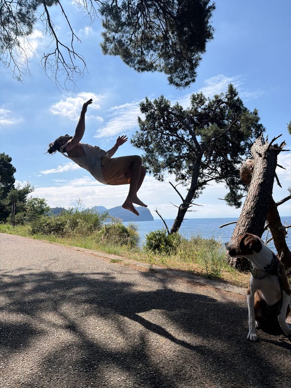 Athletic man performs aerial stunt in Montenegro coastal town