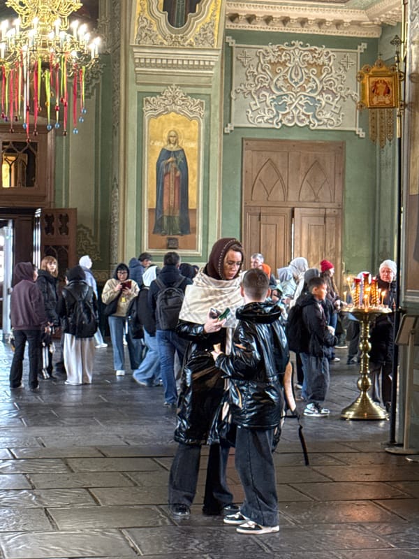 Sunday morning worship activity captured at Orthodox churches in Kazan