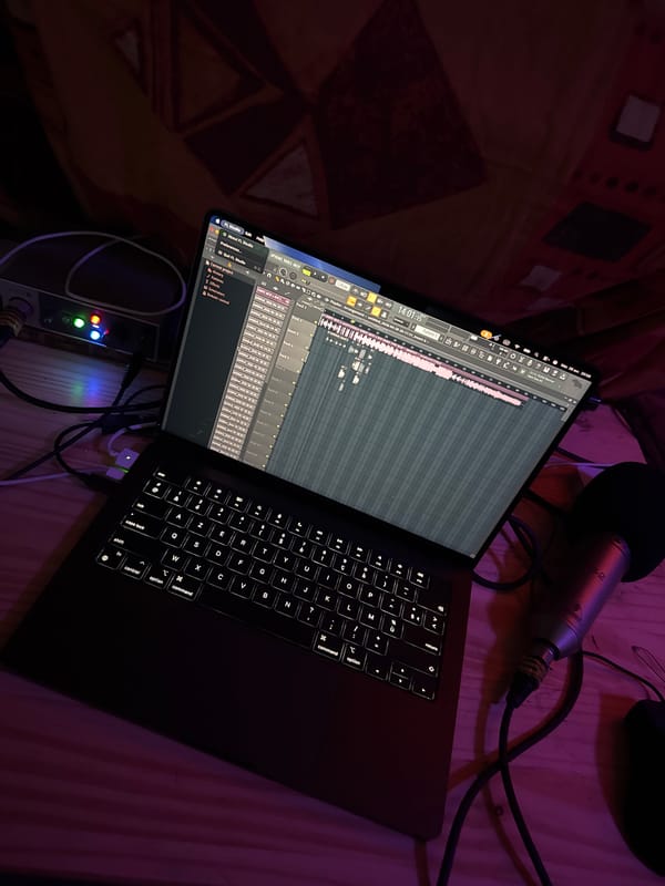 Music production setup spotted in dimly lit Orsay residence