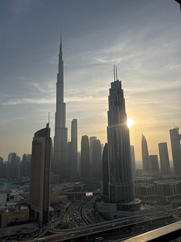 Dubai skyline captured from day to night perspectives