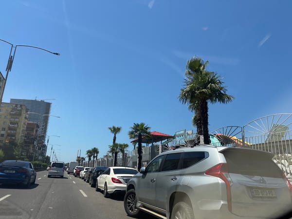 Sunny morning drive through central Batumi, Georgia