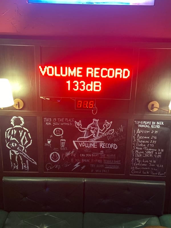 Bar patron documents drinks and 133dB volume record
