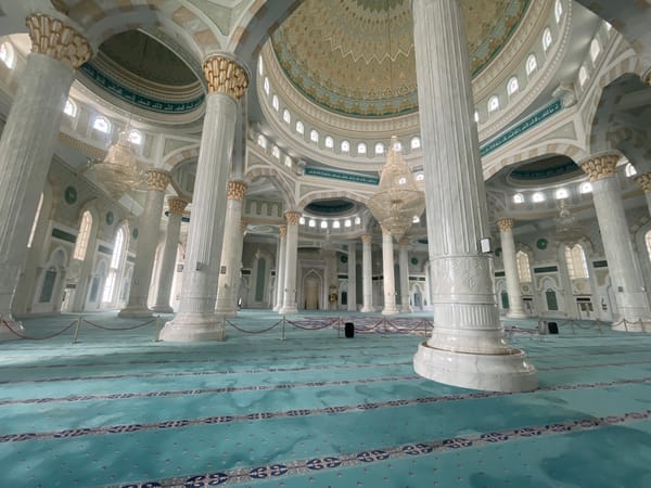 Early morning visit documented at Hazrat Sultan Mosque, Astana