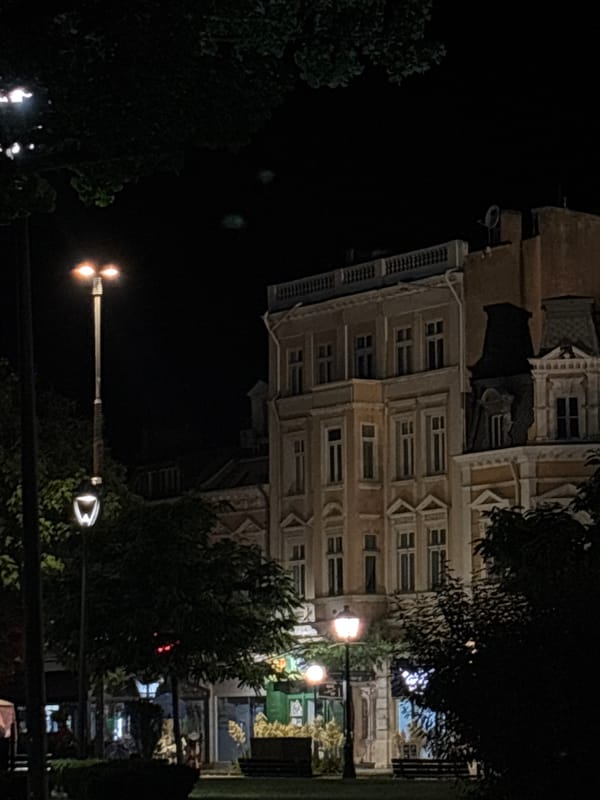 Evening out in Ruse's illuminated historic center