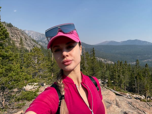 Selfie session on a rocky Colorado mountain slope