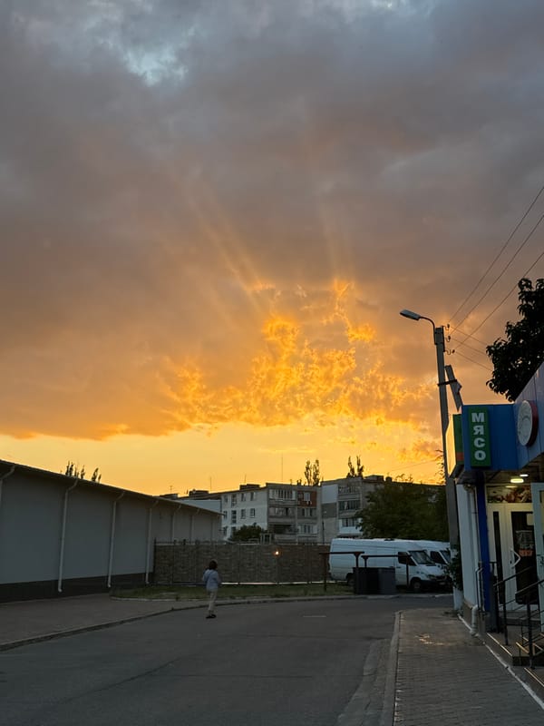 Dramatic summer sunset lights up the sky over Tiraspol