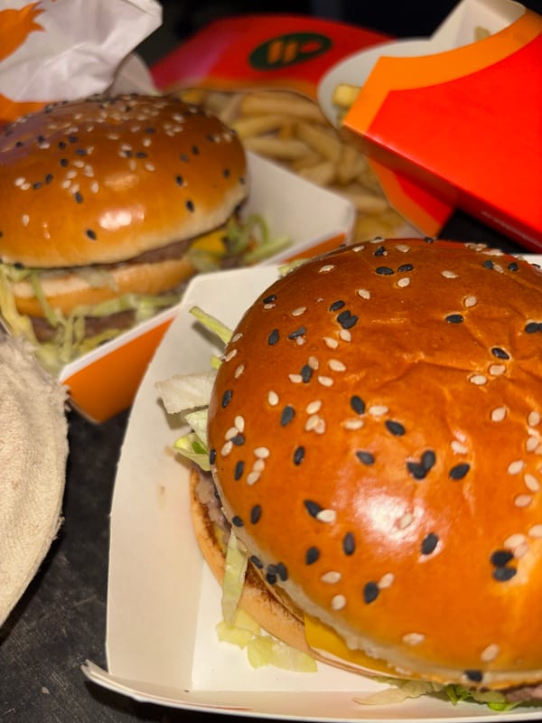 Fast-food meal documented in Perm, Russia with cityscape views