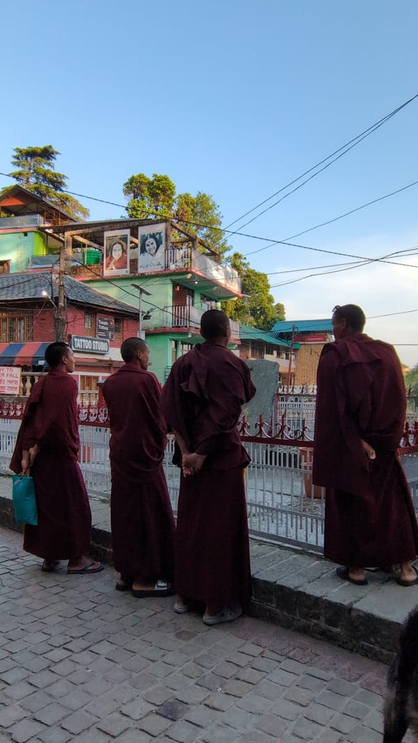Buddhist monks, markets, daily life documented in Bhagsu, India