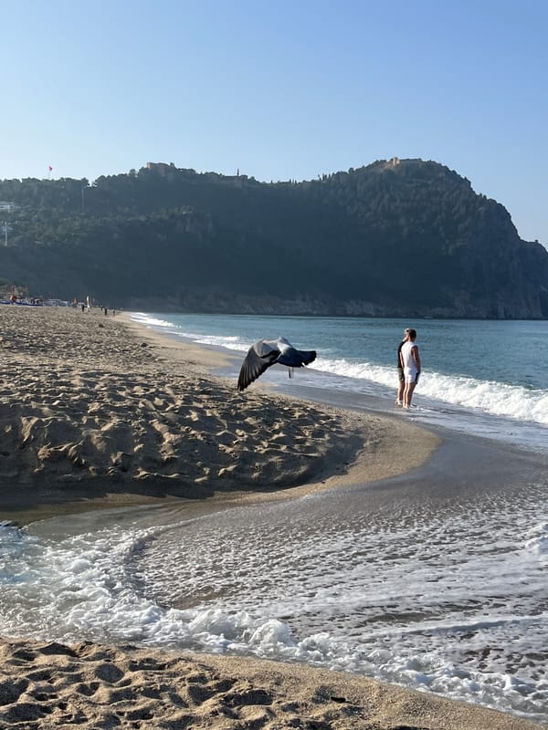 Early morning beach scenes captured in Alanya, Turkey