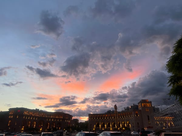 Evening scenes documented in Yerevan's Republic Square area