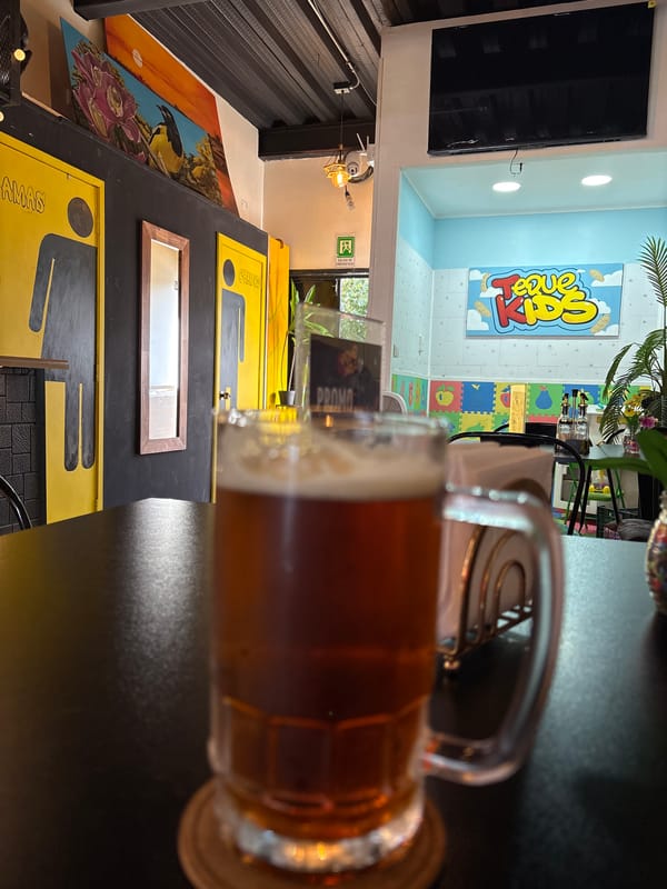 Evening scene captured at Osorno bar with colorful decor