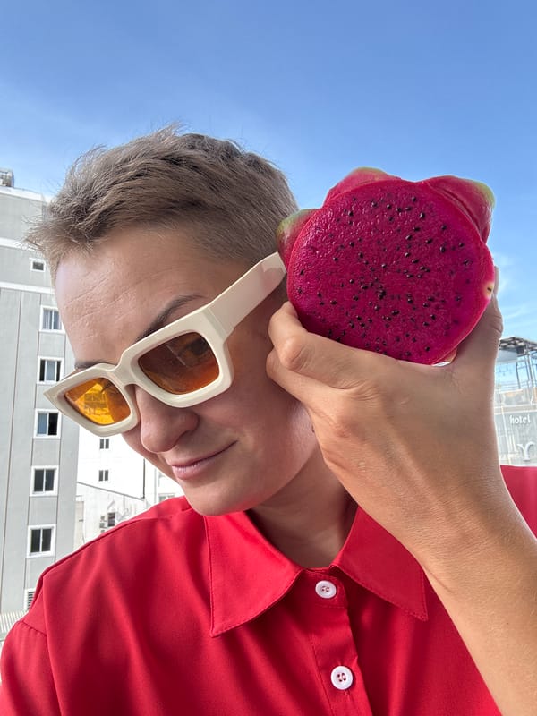 Dragon fruit moment on a Nha Trang balcony