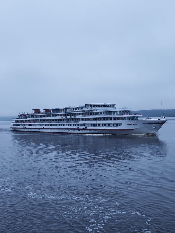 Cruise ship Georgiy Zhukov spotted on Volga River near Kalyazin